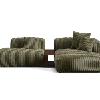 Coltar modular stanga 2 locuri, Martina-212, Micadoni Home, 285x176x75 cm, velur, verde muschi imagine