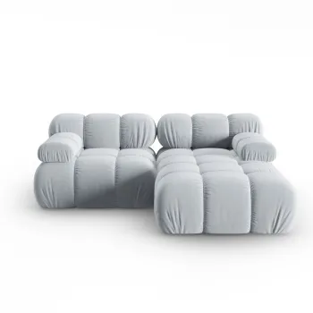 Coltar modular stanga 3 locuri, Bellis-51, Micadoni Home, 188x155x70 cm, catifea, albastru deschis imagine