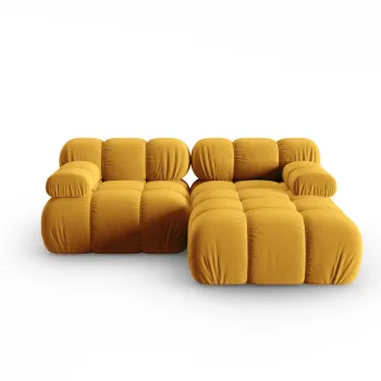 Coltar modular stanga 3 locuri, Bellis-51, Micadoni Home, 188x155x70 cm, catifea, galben imagine