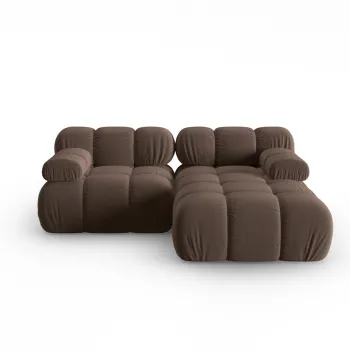 Coltar modular stanga 3 locuri, Bellis-51, Micadoni Home, 188x155x70 cm, catifea, maro inchis imagine