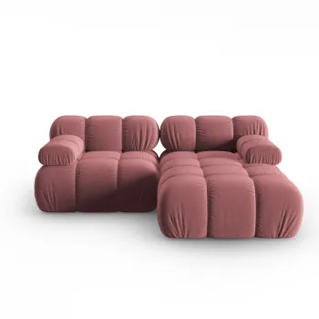 Coltar modular stanga 3 locuri, Bellis-51, Micadoni Home, 188x155x70 cm, catifea, roz imagine