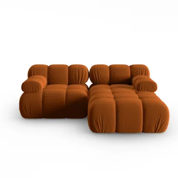 Coltar modular stanga 3 locuri, Bellis-51, Micadoni Home, 188x155x70 cm, catifea, teracota imagine