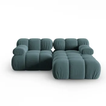 Coltar modular stanga 3 locuri, Bellis-51, Micadoni Home, 188x155x70 cm, catifea, turcoaz imagine