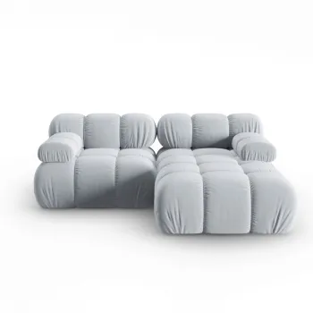 Coltar modular stanga 3 locuri, Bellis, Micadoni Home, BL, 191x157x62 cm, catifea, albastru deschis imagine