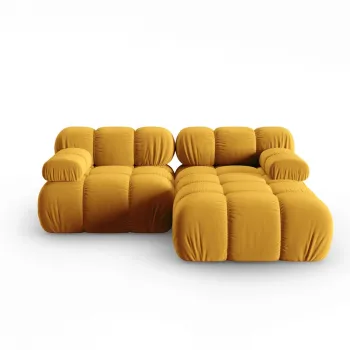 Coltar modular stanga 3 locuri, Bellis, Micadoni Home, BL, 191x157x62 cm, catifea, galben imagine