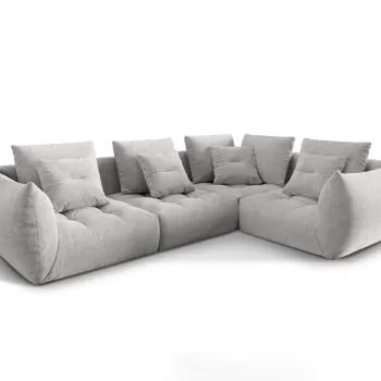 Coltar modular stanga 3 locuri, Bloom-86, Micadoni Home, 316x216x95 cm, tesatura structurata, argintiu imagine