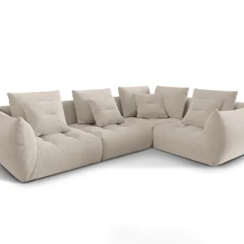 Coltar modular stanga 3 locuri, Bloom-86, Micadoni Home, 316x216x95 cm, tesatura structurata, bej inchis imagine