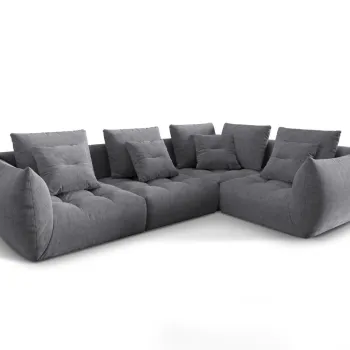 Coltar modular stanga 3 locuri, Bloom-86, Micadoni Home, 316x216x95 cm, tesatura structurata, gri imagine