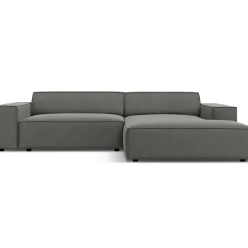 Coltar modular stanga 3 locuri, Jodie, Micadoni Home, BL, 224x166x70 cm, catifea, gri deschis imagine