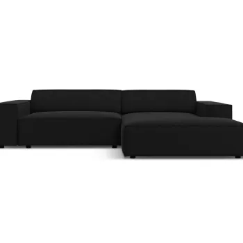 Coltar modular stanga 3 locuri, Jodie, Micadoni Home, BL, 224x166x70 cm, catifea, negru imagine