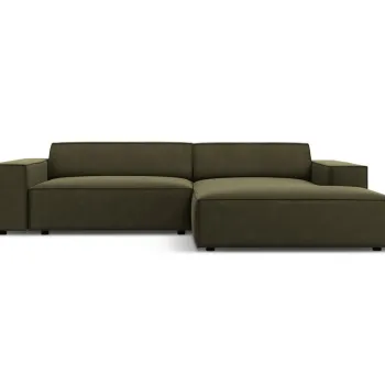Coltar modular stanga 3 locuri, Jodie, Micadoni Home, BL, 224x166x70 cm, catifea, verde imagine