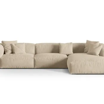 Coltar modular stanga 3 locuri, Martina-120, Micadoni Home, 332x176x75 cm, catifea, bej deschis imagine