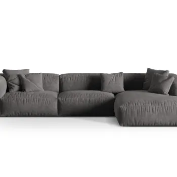 Coltar modular stanga 3 locuri, Martina-120, Micadoni Home, 332x176x75 cm, catifea, gri imagine