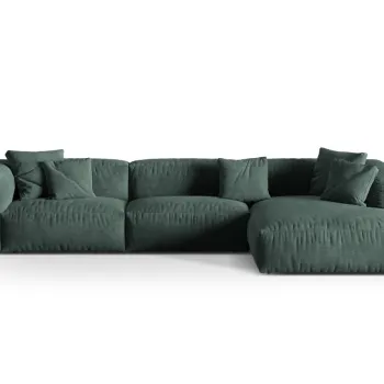 Coltar modular stanga 3 locuri, Martina-120, Micadoni Home, 332x176x75 cm, catifea, petrol imagine