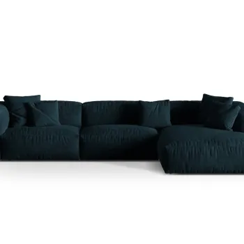 Coltar modular stanga 3 locuri, Martina-120, Micadoni Home, 332x176x75 cm, catifea, petrol inchis imagine