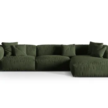 Coltar modular stanga 3 locuri, Martina-120, Micadoni Home, 332x176x75 cm, catifea, verde imagine