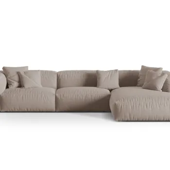 Coltar modular stanga 3 locuri, Martina-169, Micadoni Home, 332x176x75 cm, tesatura structurata catifelata, bej inchis imagine