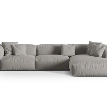 Coltar modular stanga 3 locuri, Martina-169, Micadoni Home, 332x176x75 cm, tesatura structurata catifelata, gri deschis imagine