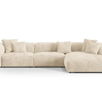 Coltar modular stanga 3 locuri, Martina-212, Micadoni Home, 332x176x75 cm, velur, bej deschis imagine