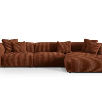 Coltar modular stanga 3 locuri, Martina-212, Micadoni Home, 332x176x75 cm, velur, caramiziu imagine