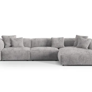 Coltar modular stanga 3 locuri, Martina-212, Micadoni Home, 332x176x75 cm, velur, gri deschis imagine