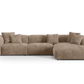 Coltar modular stanga 3 locuri, Martina-212, Micadoni Home, 332x176x75 cm, velur, maro ghinda imagine