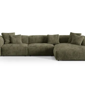 Coltar modular stanga 3 locuri, Martina-212, Micadoni Home, 332x176x75 cm, velur, verde muschi imagine