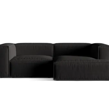 Coltar modular stanga 3 locuri, Nuria-215, Micadoni Home, 252x147x72 cm, tesatura structurata chenille, negru imagine