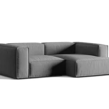 Coltar modular stanga 3 locuri, Nuria-88, Micadoni Home, 252x147x72 cm, catifea, gri imagine