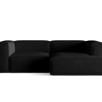 Coltar modular stanga 3 locuri, Nuria-88, Micadoni Home, 252x147x72 cm, catifea, negru imagine