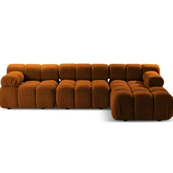 Coltar modular stanga 4 locuri, Bellis-213, Micadoni Home, 282x155x70 cm, tesatura boucle, caramiziu imagine
