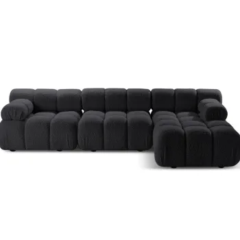 Coltar modular stanga 4 locuri, Bellis-213, Micadoni Home, 282x155x70 cm, tesatura boucle, grafit imagine