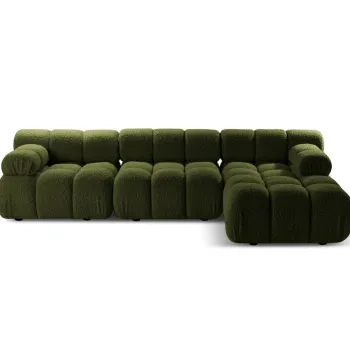 Coltar modular stanga 4 locuri, Bellis-213, Micadoni Home, 282x155x70 cm, tesatura boucle, verde imagine