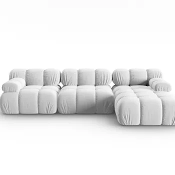 Coltar modular stanga 4 locuri, Bellis-51, Micadoni Home, 282x155x70 cm, catifea, bej inchis imagine