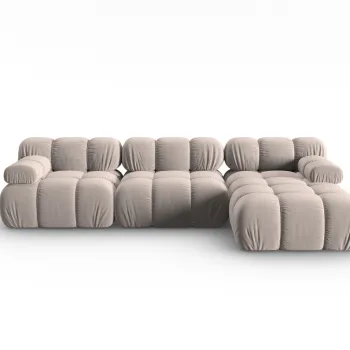 Coltar modular stanga 4 locuri, Bellis-51, Micadoni Home, 282x155x70 cm, catifea, cappuccino imagine