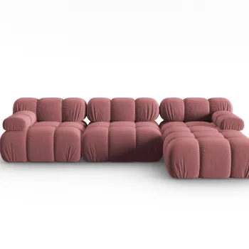 Coltar modular stanga 4 locuri, Bellis-51, Micadoni Home, 282x155x70 cm, catifea, roz imagine