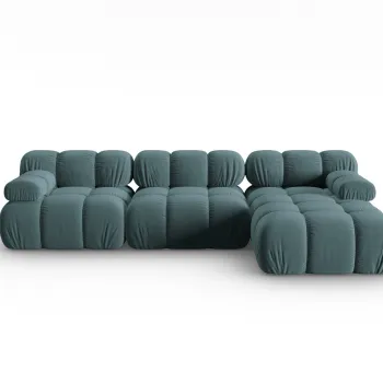 Coltar modular stanga 4 locuri, Bellis-51, Micadoni Home, 282x155x70 cm, catifea, turcoaz imagine