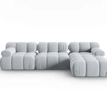 Coltar modular stanga 4 locuri, Bellis, Micadoni Home, BL, 285x122x63 cm, catifea, albastru deschis imagine