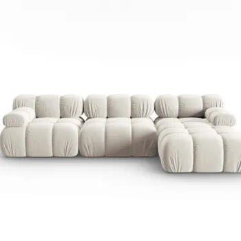 Coltar modular stanga 4 locuri, Bellis, Micadoni Home, BL, 285x122x63 cm, catifea, bej deschis imagine