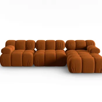 Coltar modular stanga 4 locuri, Bellis, Micadoni Home, BL, 285x122x63 cm, catifea, caramiziu imagine