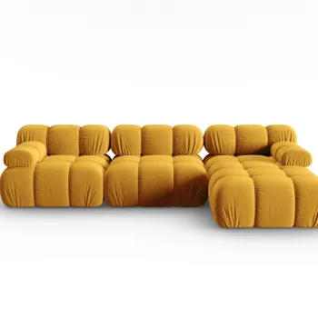 Coltar modular stanga 4 locuri, Bellis, Micadoni Home, BL, 285x122x63 cm, catifea, galben imagine