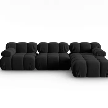 Coltar modular stanga 4 locuri, Bellis, Micadoni Home, BL, 285x122x63 cm, catifea, negru imagine
