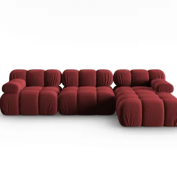 Coltar modular stanga 4 locuri, Bellis, Micadoni Home, BL, 285x122x63 cm, catifea, rosu inchis imagine