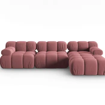 Coltar modular stanga 4 locuri, Bellis, Micadoni Home, BL, 285x122x63 cm, catifea, roz imagine
