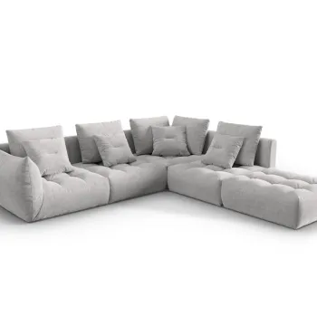 Coltar modular stanga 4 locuri, Bloom-86, Micadoni Home, 316x310x95 cm, tesatura structurata, argintiu imagine