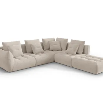 Coltar modular stanga 4 locuri, Bloom-86, Micadoni Home, 316x310x95 cm, tesatura structurata, bej inchis imagine