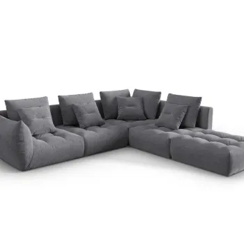 Coltar modular stanga 4 locuri, Bloom-86, Micadoni Home, 316x310x95 cm, tesatura structurata, gri imagine