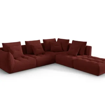 Coltar modular stanga 4 locuri, Bloom-86, Micadoni Home, 316x310x95 cm, tesatura structurata, rosu imagine