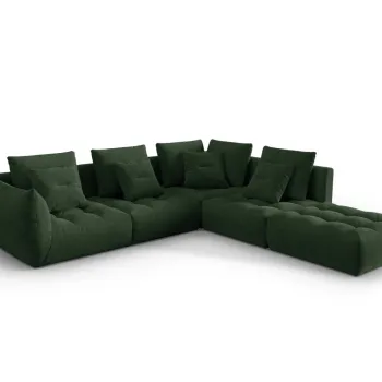 Coltar modular stanga 4 locuri, Bloom-86, Micadoni Home, 316x310x95 cm, tesatura structurata, verde muschi imagine