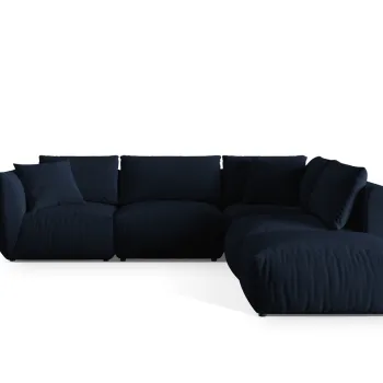 Coltar modular stanga 4 locuri, Chris-184, Micadoni Home, 295x290x80 cm, catifea, albastru regal imagine